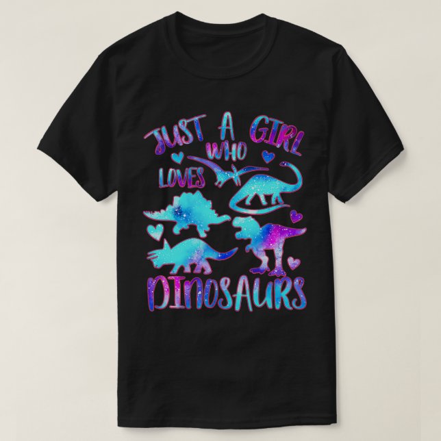 Just a Girl Who Loves Dinosaurs - Dinosaur Theme T T-Shirt (Design Front)