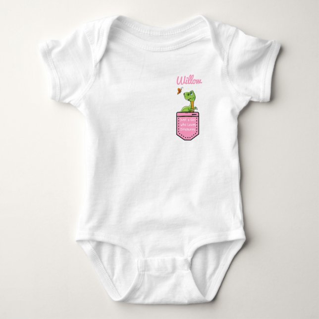 Just a Girl who Loves Dinosaurs Personalised Baby Bodysuit (Front)