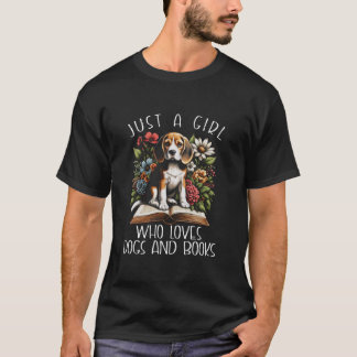 Just A Girl Who Loves Dog And Books Beagles Book R T-Shirt
