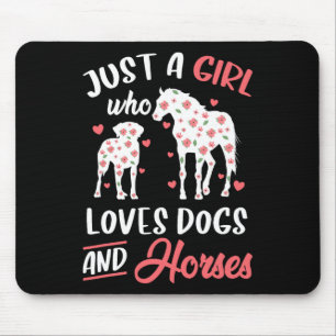 Just A Girl Who Loves Dogs And Horses Flowers Wome Mouse Pad
