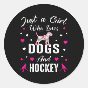 Just A Girl Who Loves Dogs And Ice Hockey Gifts Fo Classic Round Sticker