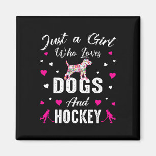 Just A Girl Who Loves Dogs And Ice Hockey Gifts Fo Magnet