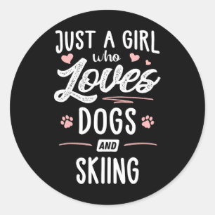 Just A Girl Who Loves Dogs And Skiing Gift Dog Lov Classic Round Sticker