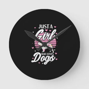 Just A Girl Who Loves Dogs French Bulldog Dog Mum Round Clock