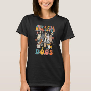 Just A Girl Who Loves Dogs Retro Groovy Dog Christ T-Shirt