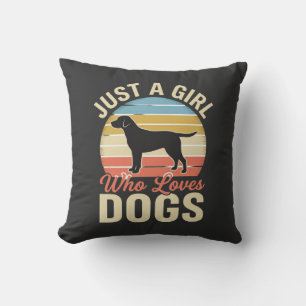 Just a Girl Who Loves Dogs Vintage Dog Lover Cushion