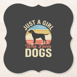 Just a Girl Who Loves Dogs Vintage Dog Lover Paper Coaster