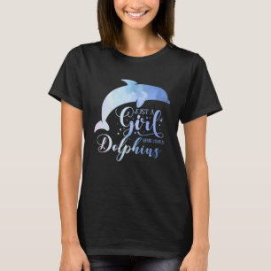 Just A Girl Who Loves Dolphins Watercolor Cute Gir T-Shirt