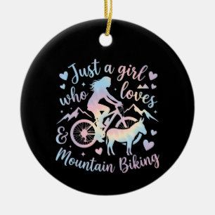 Just a girl who loves Donkeys and Mountain Biking Ceramic Ornament