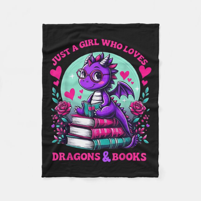 Just A Girl Who Loves Dragons And Books Dragon Rea Fleece Blanket (Front)