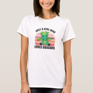 Just A Girl Who Loves Dragons Cute Animals Vintage T-Shirt