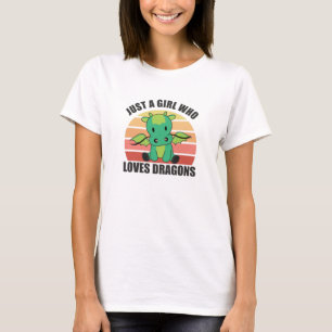 Just A Girl Who Loves Dragons Cute Animals Vintage T-Shirt