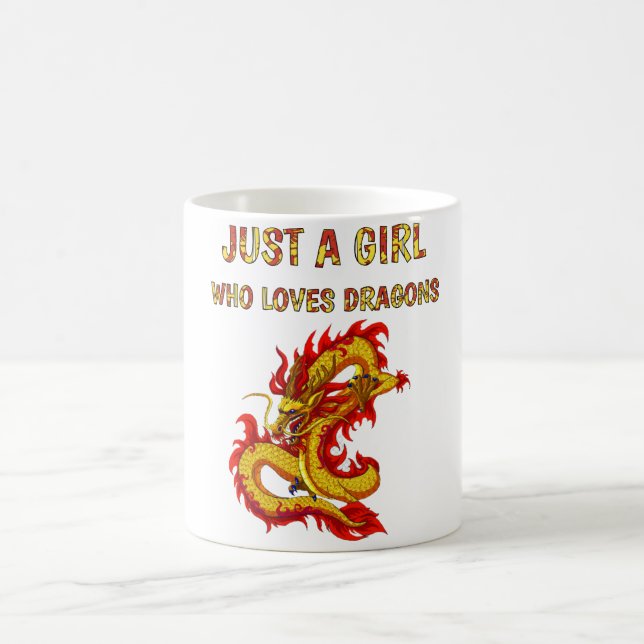 Just a girl who loves dragons, cute dragon design  coffee mug (Center)