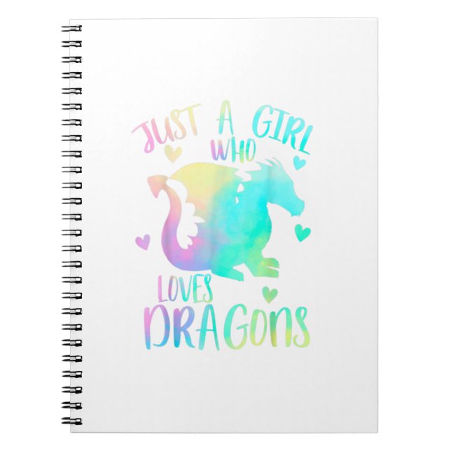 Just A Girl Who Loves Dragons Cute Dragon Themed N Notebook (Front)