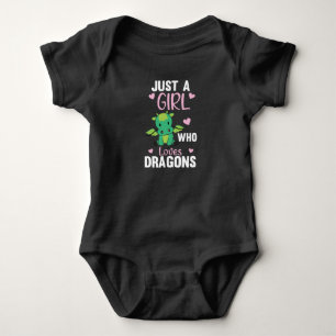 Just A Girl Who Loves Dragons Fantasy Dragon Green Baby Bodysuit