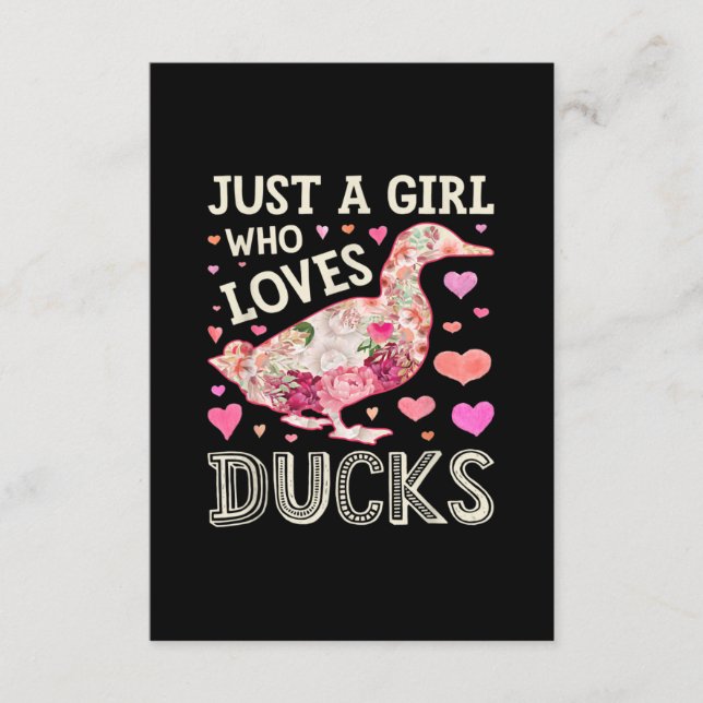 Just A Girl Who Loves Ducks Funny Duck Silhouette Enclosure Card (Front)