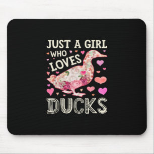 Just A Girl Who Loves Ducks Funny Duck Silhouette Mouse Pad