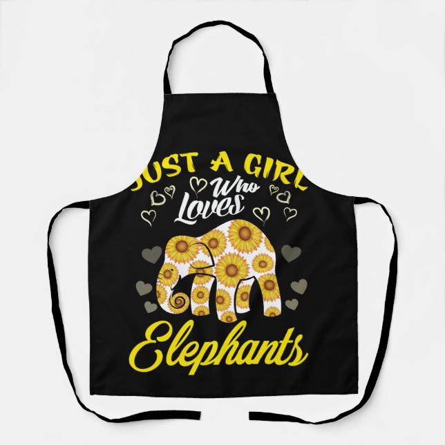 Just A Girl Who Loves Elephants And Sunflowers Apron (Front)