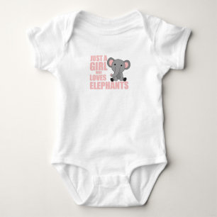Just A Girl Who Loves Elephants Cute Animals Pink Baby Bodysuit