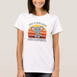 Just A Girl Who Loves Elephants Cute Animals Pink T-Shirt