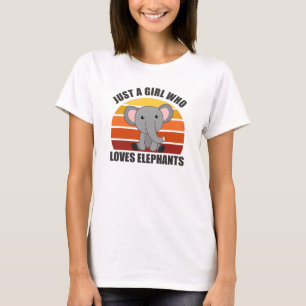 Just A Girl Who Loves Elephants Cute Animals Pink T-Shirt