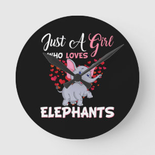 Just A Girl Who Loves Elephants Gifts Round Clock