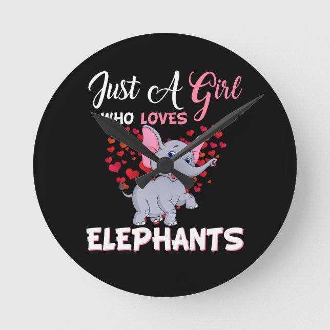 Just A Girl Who Loves Elephants Gifts Round Clock (Front)