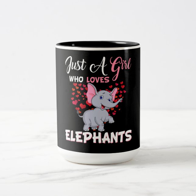 Just A Girl Who Loves Elephants Gifts Two-Tone Coffee Mug (Center)