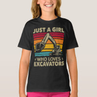 Just A Girl Who Loves Excavators Retro Excavator