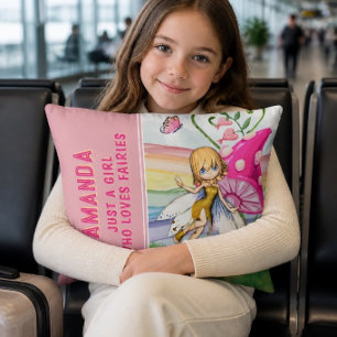 Just a Girl Who Loves Fairies Pink Decorative Cushion