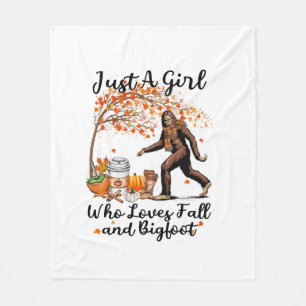 Just A Girl Who Loves Fall And Bigfoot Gift Thanks Fleece Blanket