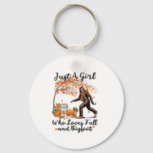 Just A Girl Who Loves Fall And Bigfoot Gift Thanks Key Ring