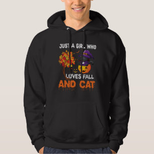 Just a girl who loves fall and cat hoodie