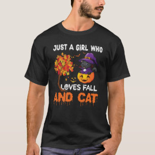 Just a girl who loves fall and cat T-Shirt