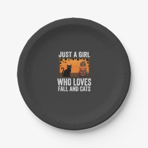Just a Girl Who Loves Fall and Cats_1 Paper Plate