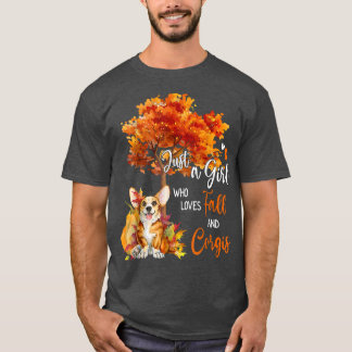 Just A Girl Who Loves Fall And Corgis Autumn Leave T-Shirt