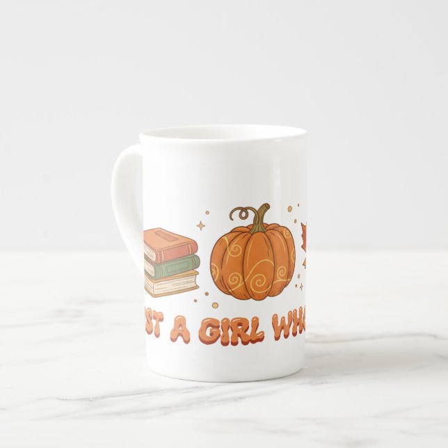 Just a Girl Who Loves Fall - Autumn Lover  Bone China Mug (Front Left)