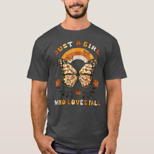 Just A Girl Who Loves Fall Autumn Vintage Rainbow  T-Shirt