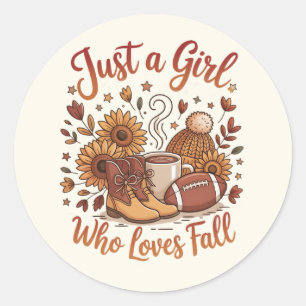Just a Girl who loves Fall Classic Round Sticker