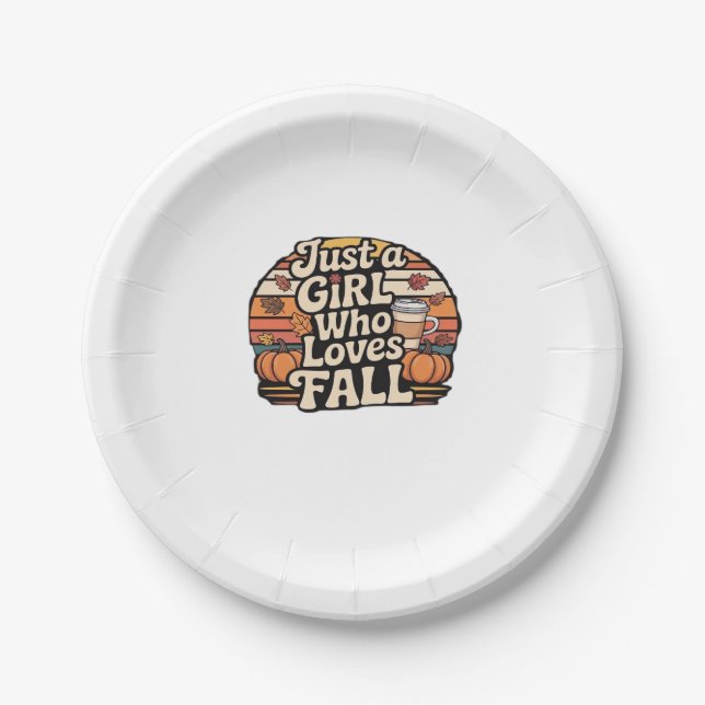 Just A Girl Who Loves Fall Classic T-Shirt.png Paper Plate (Front)