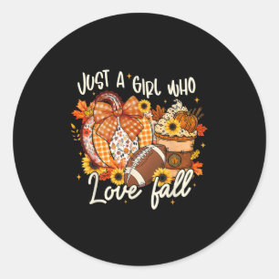 Just A Girl Who Loves Fall Coquette Pumpkin Spice Classic Round Sticker