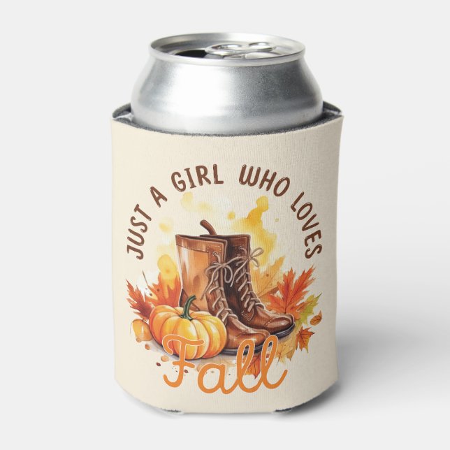 Just A Girl Who Loves Fall – Cosy Autumn Vibes Can Cooler (Can Front)