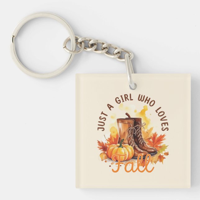 Just A Girl Who Loves Fall – Cosy Autumn Vibes Key Ring (Front)