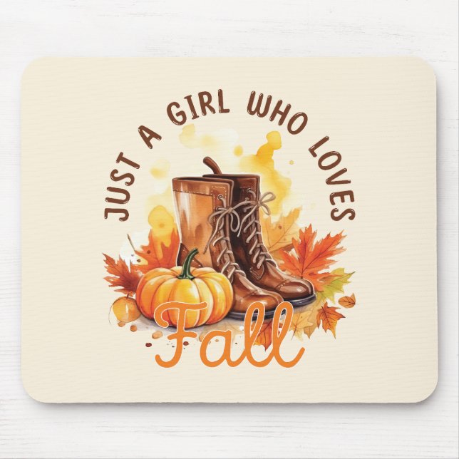 Just A Girl Who Loves Fall – Cosy Autumn Vibes Mouse Pad (Front)