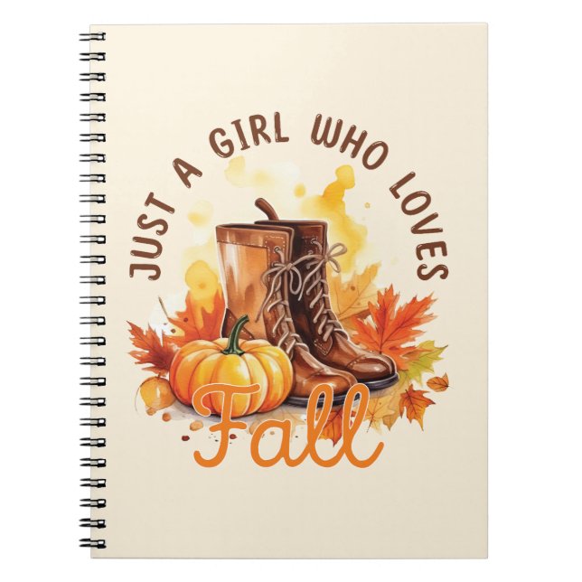 Just A Girl Who Loves Fall – Cosy Autumn Vibes Notebook (Front)