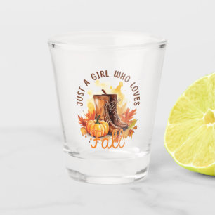 Just A Girl Who Loves Fall – Cosy Autumn Vibes Shot Glass
