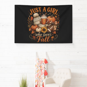 Just A Girl Who Loves Fall Football Pumpkin Spice Banner