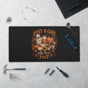Just A Girl Who Loves Fall Football Pumpkin Spice Desk Mat