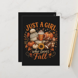 Just A Girl Who Loves Fall Football Pumpkin Spice Holiday Postcard