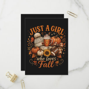 Just A Girl Who Loves Fall Football Pumpkin Spice Invitation Postcard